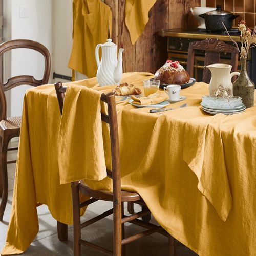 Nappe Rectangle 170x350 Cm Lin Français Miel