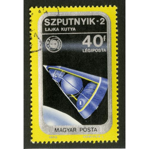 Timbre Oblitéré Magyar Posta, Lajka Kutya, Szputnyik 2, 40 F, Légiposta