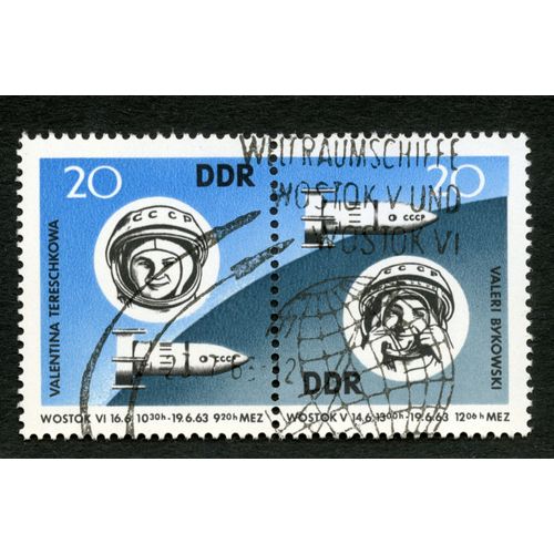 Timbre Oblitéré Ddr, Valentina Tereschkowa, Valeri Bykowski, 20