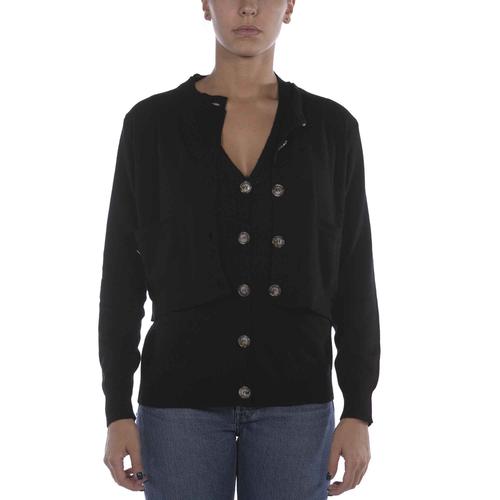 Pull Cardigan Noir A Recouvrement Manila Grace