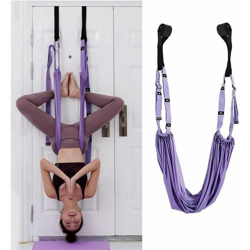 Sangle De Yoga Aérienne Hamac De Yoga Balançoire De Yoga Bande Extensible Anti-Gravité Pour La Flexibilité Des Exercices D'inversion Pour Les Amateurs De Yoga Et De Pilate (Violet)