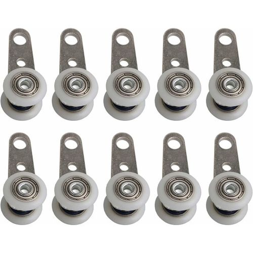 Ensemble De 10 Roulettes Pour Baies Vitrées Ou Portes Coulissantes, Métal Et Plastique, 4,5 X 1,9