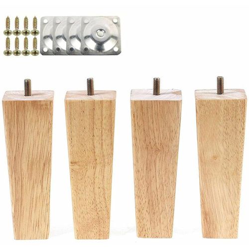 Pcs Pied De Meuble En Bois Pieds De Canap De 15cm De Haut Avec Plaques De Montage Et Vis Pour Lit Table Fauteuil Armoire