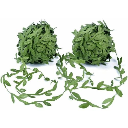 2 Rouleaux Vignes Artificielles Ruban Feuille, Feuilles Vertes Ruban Faux Guirlande de Feuilles de Lierre pour la décoration de Mur de Mariage de Bricolage(40m)