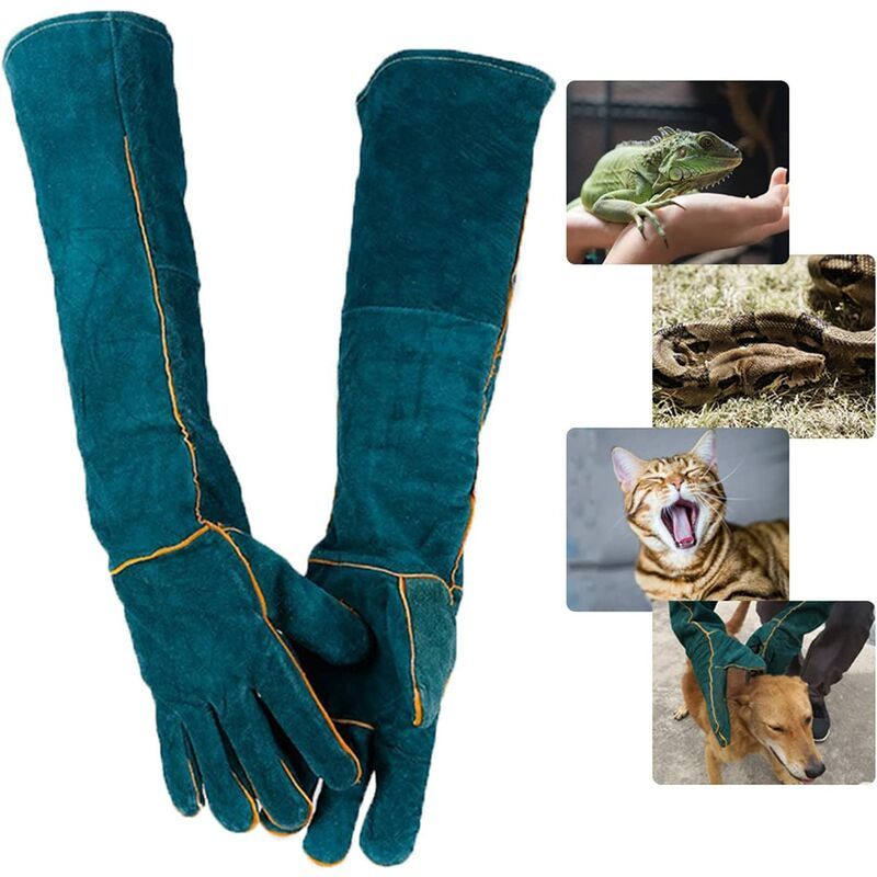 Anti-Morsure Gants De Manutention Pour Animal, Sécurité Cuir Gants De Travail Pour Le Bain, Le Toilettage, La Manipulation Chien, Chat, Oiseau, Serpent, Lézard, Reptile - Gants De Protection