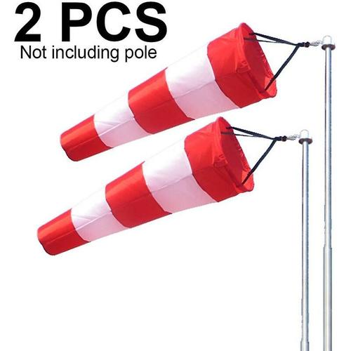 2 Pcs Extérieur Suspendus Girouette Rip-Stop Windsock Rotatif Windsock Anémomètres Externes (Rouge Et Blanc)