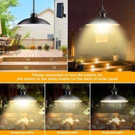 Lampe solaire extérieur jardin suspendue lustre LED IP65 étanche brun