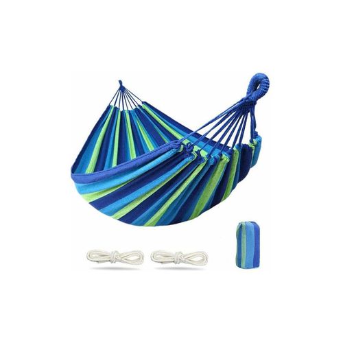 Hamac Brésilien Double 2 Personnes Hamac en Coton Extra Large 280 x 150 cm, Capacité de Charge 300 kg Portable pour Jardin Jardin Intérieur et Extérieur (Bleu?