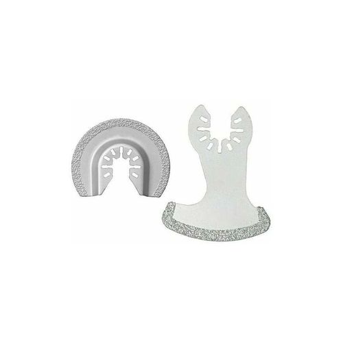 Lames Oscillantes à Grain Oscillant Lot de 2 Lames Diamantées Oscillantes d'outil Multifonction Faucille et de Demi-cercle pour Rainures Meulage Carrelages et Murs en Béton