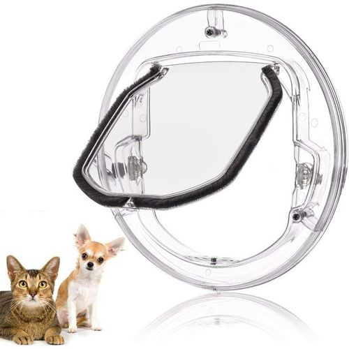 Chatière Pour Animal De Compagnie, Petite Porte Pour Chiens Et Chats Avec 4 Modes De Fermeture, Rond, Blanc Et Transparent, Envoi Au Hasard