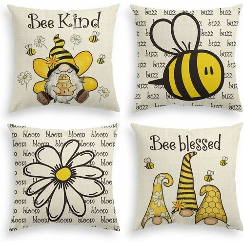 Daisy Bee Dwarf Flower Housse De Coussin Aquarelle 45,7 X 45,7 Cm Housse De Coussin De Canapé Lot De 4