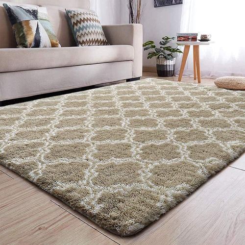 Tapis Chambre Shaggy Tapis Pour Salon Tapis Antidérapant Chambre Soft Tapis À Poils Longs Moelleux Tapis Rectangulaire Luxe Confortable Pour Salon Chambre Tapis De Plancher(Brun Clair120*200cm)