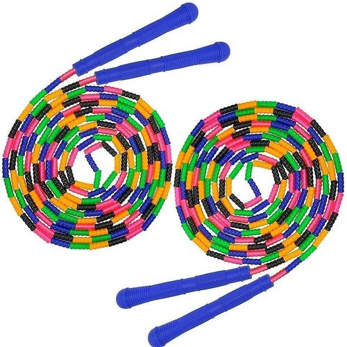 Corde À Sauter De 9,2 Pieds (Paquet De 2), Double Corde À Sauter Hollandaise, Corde À Sauter Perlée Douce Pour Enfants Adultes, Corde À Sauter Segmentée En Plastique (Arc-En-Ciel)