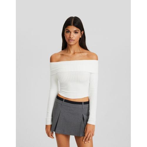  Pull Bardot Bord-Côte Femme S Écru