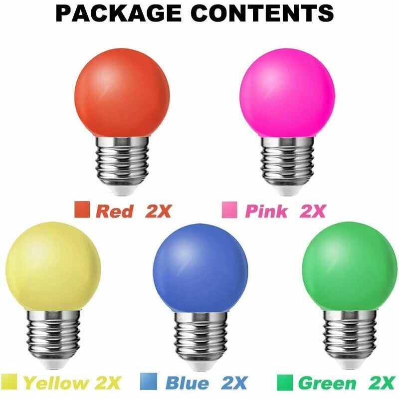 Lot De 10 E27 Ampoule Couleur Led 1w Colorful Bulb 100lm co... - 2