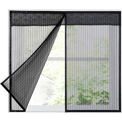 Moustiquaire Pour Fenêtre, Moustiquaire Magnétique, Moustiquaire Avec Protection Anti-Moustiques Magic Tape, Noir, 140x150cm