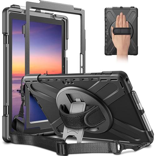 Etui De Protection Pour Surface Pro 7 Plus Pro 7 Pro 6 Pro 5 Support Rotatif À 360 ° Robuste Heavy Duty Résistant Aux Chocs Avec Dragonne Bandoulière Non Compatible Avec Type Cover Noir