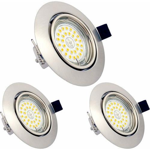 Lot De 3 Spots Led Encastrables Orientables Dimmables, Gu10, 6w, Blanc Chaud 3000k, 230v, Ip23, Éclairage Plafond Led Intérieur Pour Salon Cuisine Couloir [Classe Énergétique A++]