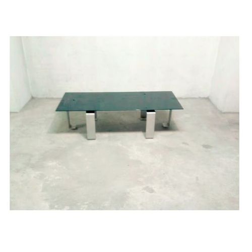 Table Basse Design Créations Années 1970 Pietement Metallique Alu Plateau Verre Mobilier Demontable Environ 100x50cm Style Francois Monnet Designer Console De Salon Meuble Ameublement Pratique Elégant