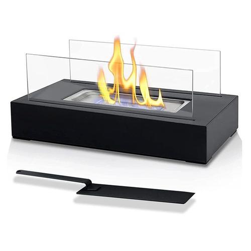 Table Top Ethanol Fire Pit Portable Intérieur Extérieur Fire Pit Non ventilé Cheminée Rectangle Noir