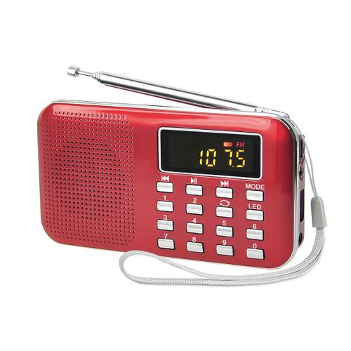 Poste Radio Portable, Radio FM AM Piles et Secteur, MP3, Enceinte, Support TF Card/USB, Torch, Convient pour la Survive, Salle de Bain, Voyage et Outdoor (Rouge)