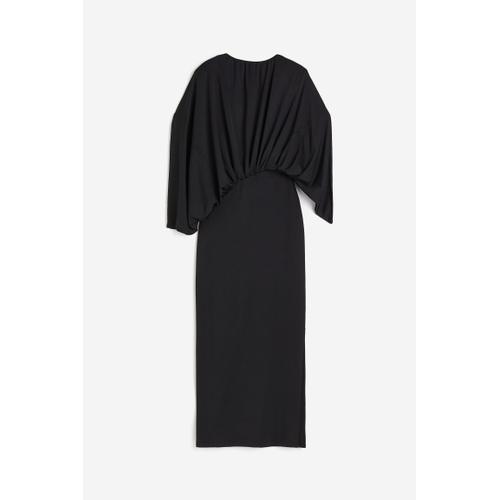 Robe En Jersey À Effet Drapé - Noir