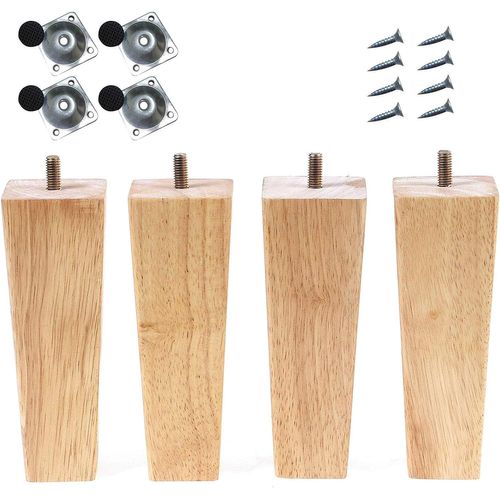 Lot De 4 Pieds De Canapé En Bois, Pieds De Remplacement De 15 Cm Pour Canapés, Lits, Armoires, Canapés