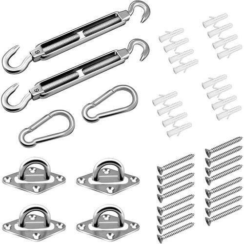 Kit De Fixation Pour Voile D'ombrage, Kit Accessoires De Fixation De Matériel Pour Voile D'ombrage En Acier Inoxydable Pour Auvents Carrés Rectangle Et Triangulaires (40 Pcs)