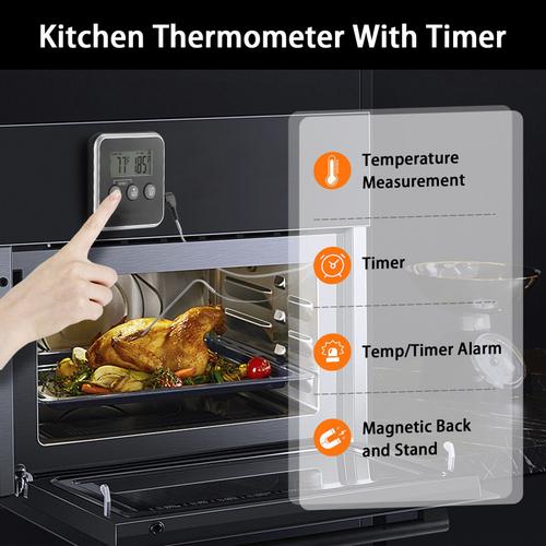 Thermomètre Cuisine Numérique avec Minuterie Thermomètre Cuisson à