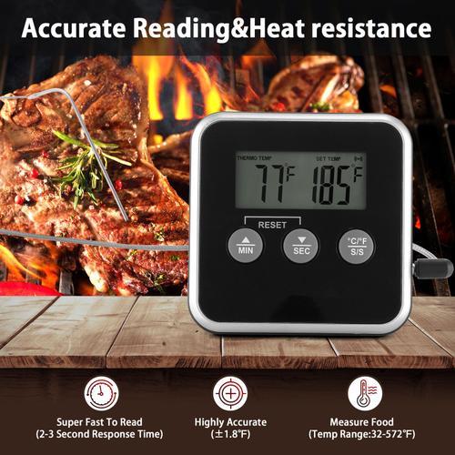 2 sondes thermomètre de cuisine de viande numérique inox