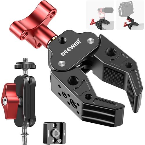 NEEWER Super Clamp avec Bras Magique à Double Tête Sphérique,support de sabot froid,Filetages 1/4" 3/8" Compatibles avec SmallRig et GoPro Insta360 Accessoires,Pince Légère,Charge Maximale 2,2kg,UA023