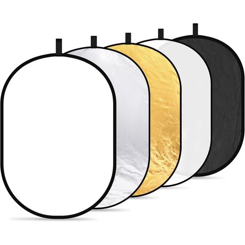 NEEWER 80 x 120 cm (5 en 1 ovale pliable Multi-Disque réflecteur de lumière pour appareil photo-Noir/argent/or/blanc