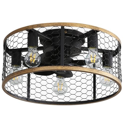 Ventilateur de Plafond, Sofucor, Ventilateur Plafond Industriel avec Lumière (Douille E27), Ø51cm, Moteur DC Silencieux, 6 Vitesses
