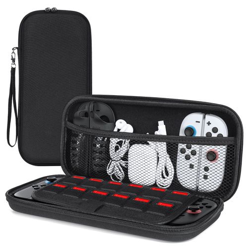 Sacoche Rigide Dux Ducis Pour Switch 2 - Antichoc, Grande Capacité, Double Fermeture, 12 Cartes De Jeu, Noir