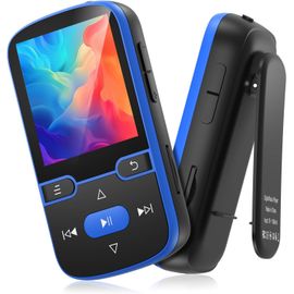 Digital Music Player 64 Go Lecteur MP3 Bluetooth 5.3 - Clip - baladeur avec Radio FM - Noir et Bleu