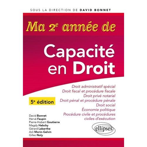 Ma 2e Année De Capacité En Droit - Droit Administratif Spécial - Droit Fiscal Et Procédure Fiscale - Droit Pénal Et Procédure Pénale - Droit Privé Notarial - Droit Social - Economie...
