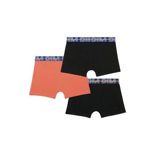Dim Lot De 3 Boxers Garçon Coton Stretch Ceinture Contrastée Orange Ecodim