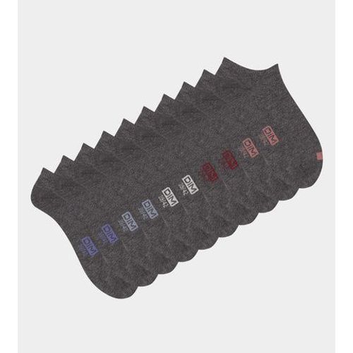 Dim Lot De 5 Paires De Socquettes Homme En Coton Gris À Vignettes Ecodim