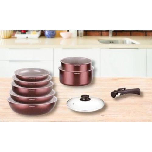 Batterie De Cuisine Tous Feux Arthur Martin 18 Pièces En Aluminium - Violet