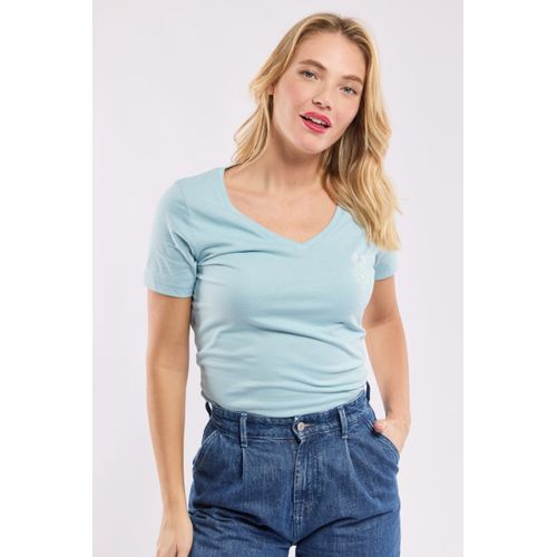 T-Shirt Col V Homard Fleuri - Coton Léger