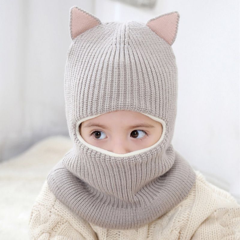 Enfants Bonnet Echarpe Cape Hiver Chapeau Chaud Bb En Tric... - 2
