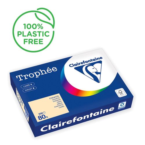 Clairefontaine Trophée - 107 micromètres - chamois - A4 (210 x 297 mm) - 80 g/m² - 500 feuille(s) zéro plastique - papier teinté