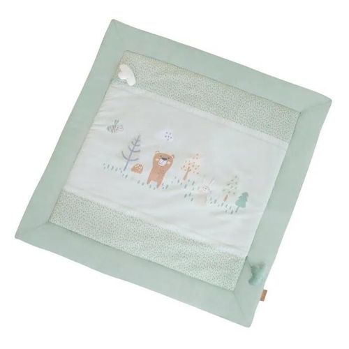 Tapis D'éveil 100x100 Cm - Roba - Woodland Buddies - 100% Coton - Vert Pastel - Thème Forêt