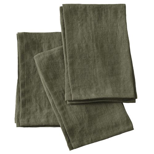 Lot De 3 Serviettes 40x40 Cm Lin Français Thym