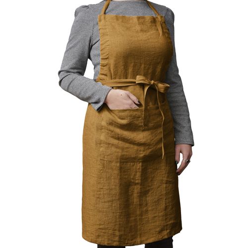 Tablier 70x85 Cm Lin Français Caramel