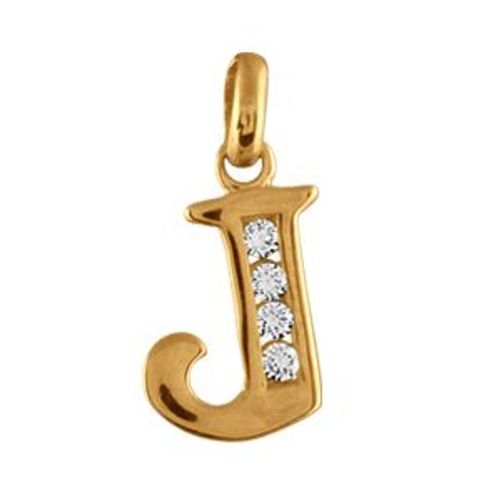 Pendentif Plaqué Or Initiale J Et Oxydes De Zirconium