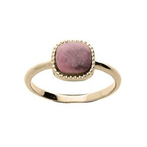 Bague Plaqué Or Carré Rhodonite Véritable