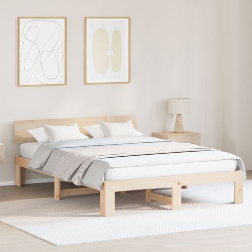 Vidaxl Cadre De Lit Avec Tête De Lit 150x200 Cm En Bois De Pin Massif