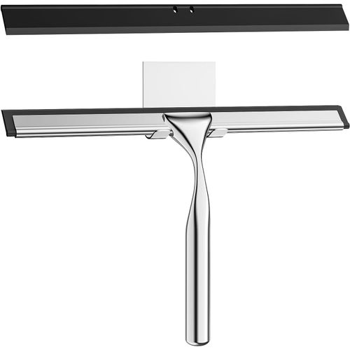 Raclette Douche En Acier Inox, 25.5Cm Raclette De Douche Avec Crochet, Raclette Vitre Douche, Remplaçable Silicone Raclette Salle De Bain Douche Pour Vitre, Miroir, Carrelage, Cuis[RAC62401283]