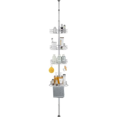Étagère De Douche Télescopique Étagère D'Angle Douche Sans Percage Métal Avec 4 Paniers Pour Baignoire Et Salle De Bain 73-266Cm Gris[RAC62403279]